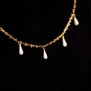 Gold White Tear Drop Necklace 3
