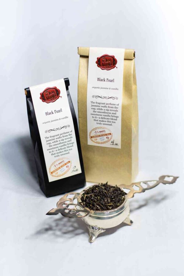 Online Tea Shop Loose Leaf Black Tea - Black Pearl Bags and Leaves Vanilla Jasmine