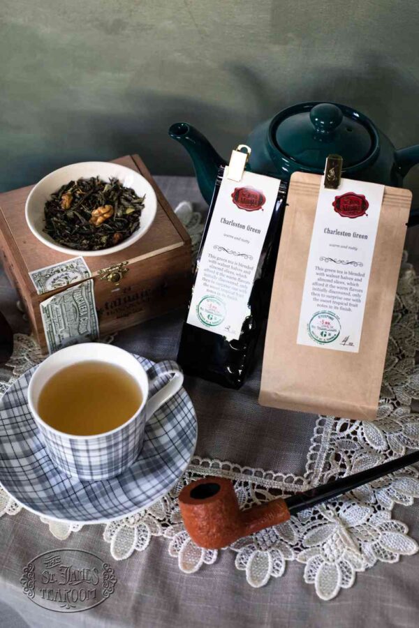 Online Tea Shop Loose Leaf Green Tea - Charleston Green in Cup Nutty Fruity