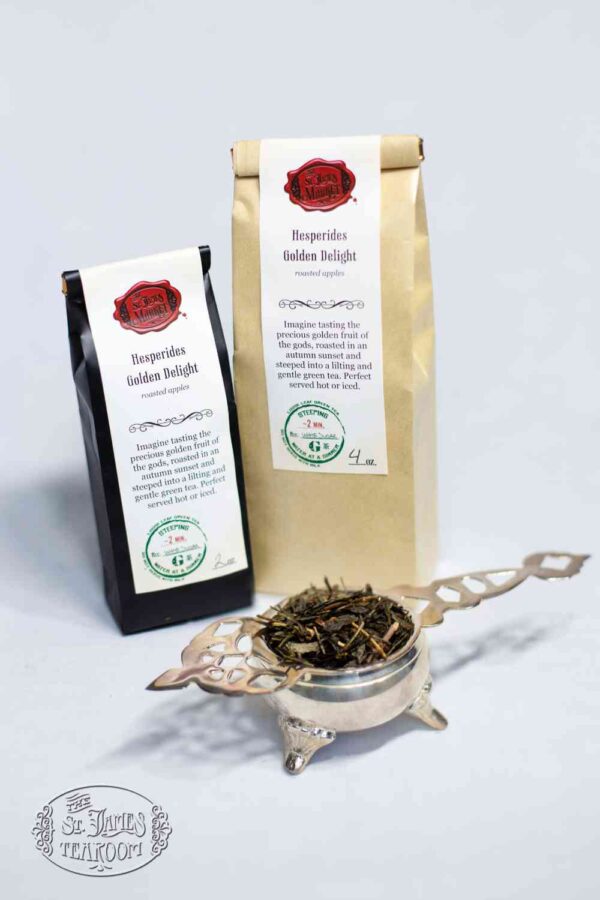 Online Tea Shop Loose Leaf Green Tea - Hesperides Golden Delight Bags and Leaves Fruity Apple