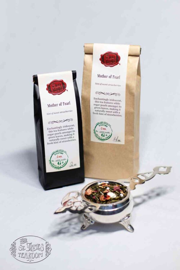 Online Tea Shop Loose Leaf Green Tea - Mother of Pearl Bags and Leaves Fruity Strawberry