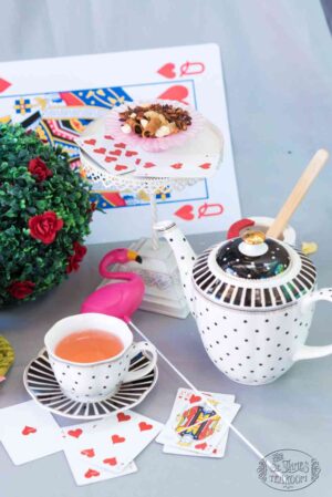Online Tea Shop Caffeine Free Herbal Tea - Flamingo Croquet in Teacup Leaves Popcorn Cinnamon Almond Tisane
