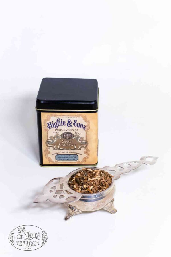 Online Tea Shop Caffeine Free Herbal Tea - Spice Caravan Tin and Leaves Cinnamon Spice Ginger Upset Stomach