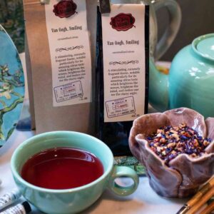 Online Tea Shop Caffeine Free Herbal Tea - Van Gogh Smiling in Teacup Caramel Orange Citrus Tisane Iced