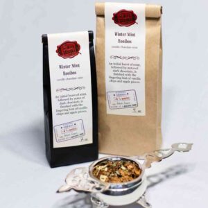 Online Tea Shop Caffeine Free Herbal Tea - Winter Mint Rooibos Bags and Leaves Sweet Chocolate Vanilla Apple