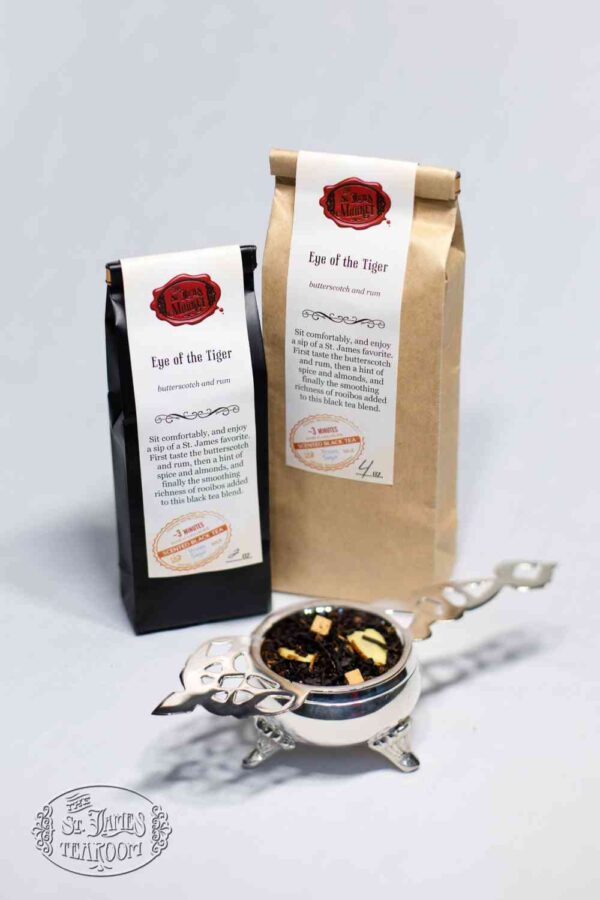 Online Tea Shop Loose Leaf Black Tea - Eye of the Tiger Bags and Leaves Butterscotch Almond Rum