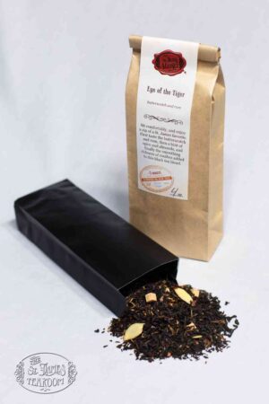Online Tea Shop Loose Leaf Black Tea - Eye of the Tiger Leaves in Bag Butterscotch Almond Rum