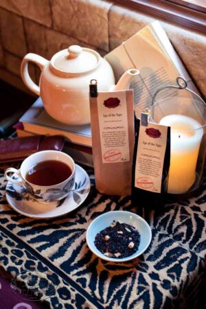 Online Tea Shop Loose Leaf Black Tea - Eye of the Tiger in Teacup Butterscotch Almond Rum