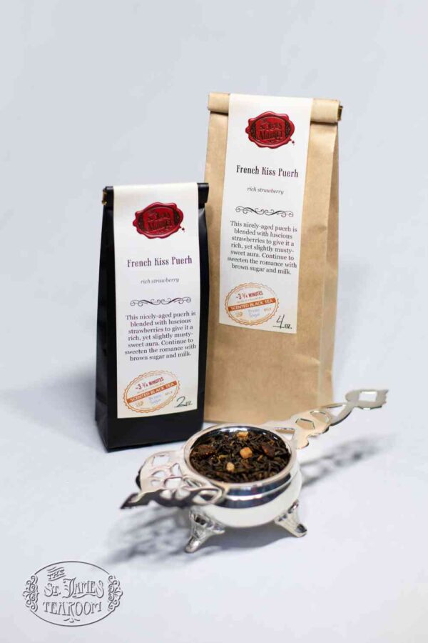 Online Tea Shop Loose Leaf Black Tea - French Kiss Puerh Bags and Leaves Rich Strawberry
