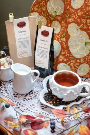Online Tea Shop Loose Leaf Black Tea - Pumpkin Pie in Teacup Fall Autumn Spice