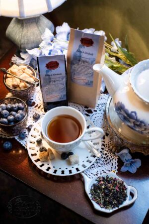 Online Tea Shop Loose Leaf Black Tea - Darcy and Elizabeth Bags and Teacup Fruity Blueberry Cinnamon Iced