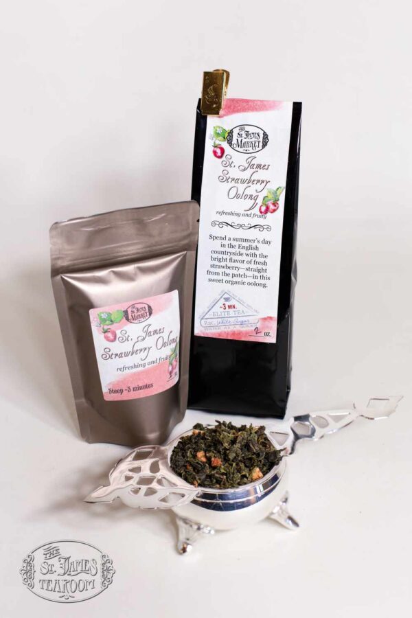 Online Tea Shop Loose Leave Oolongand Pouchong Tea - St. James Strawberry Oolong Bags and Leave strawberry tea