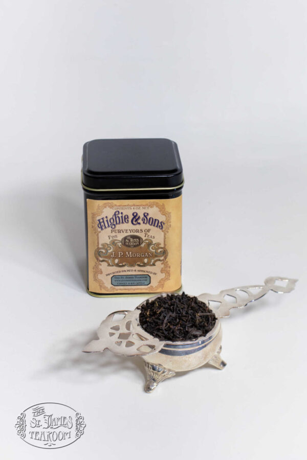 Online Tea Shop Loose Leaf Black tea - J P Morgan Higbie and Sons tin and tea infuser