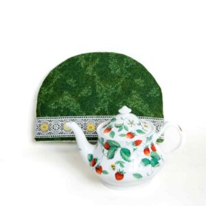 Online Tea Shop Gifts for Tea Lovers Green Vine Tea Cozy with a teapot