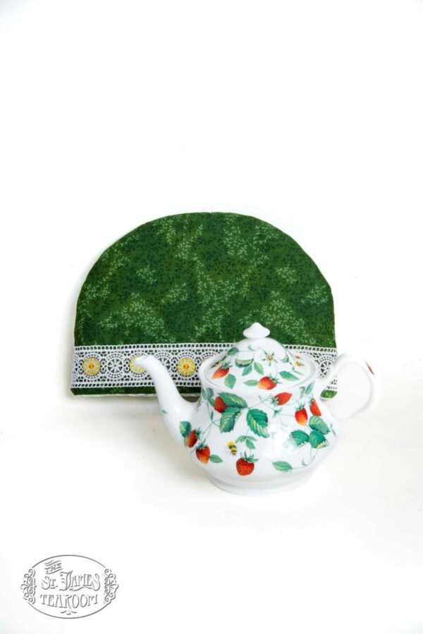 Online Tea Shop Gifts for Tea Lovers Green Vine Tea Cozy with a teapot