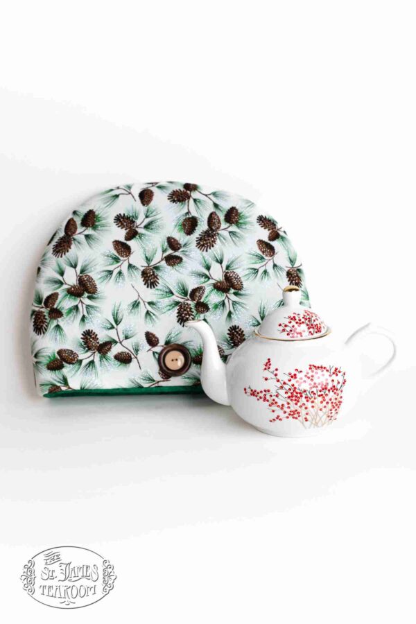 t-james-online-teashop-gifts-for-tea-lovers-Pinecone-Woodland-tea-cozy-with-a-tea-pot