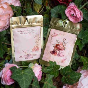 Online Tea Shop Gifts for Tea Lover Summer Birthday Anniversary Blank Card front and Back with flowers Lady day