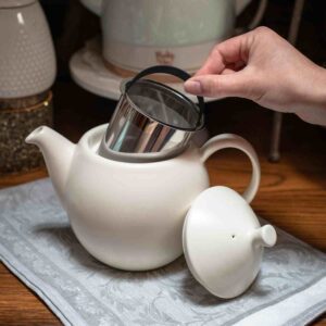 Online tea Shop Gifts for Tea Lovers Dew Teapot with Basket Infuser Natural Cotton