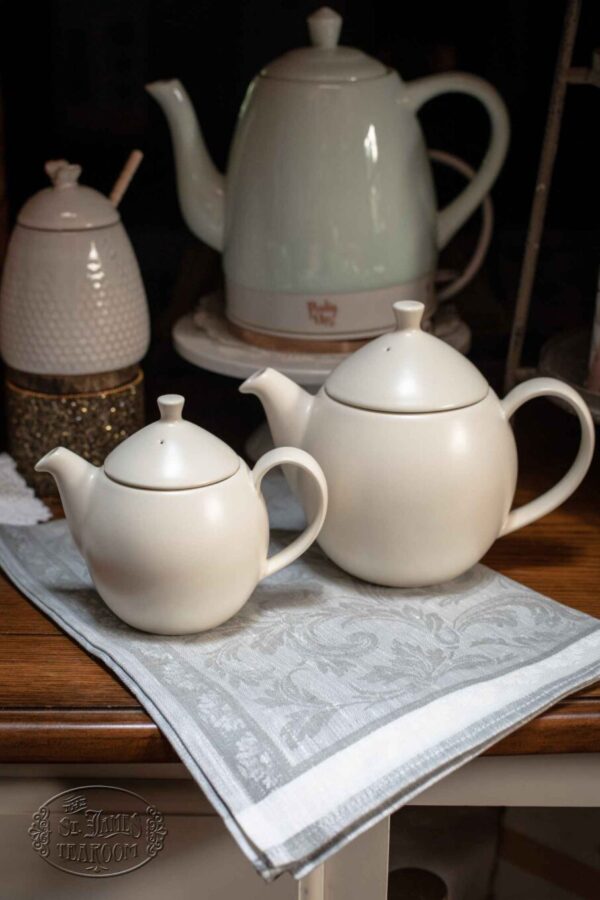 Online tea Shop Gifts for Tea Lovers Dew Teapot with Basket Infuser 14 oz. and 32 oz. Natural Cotton 2