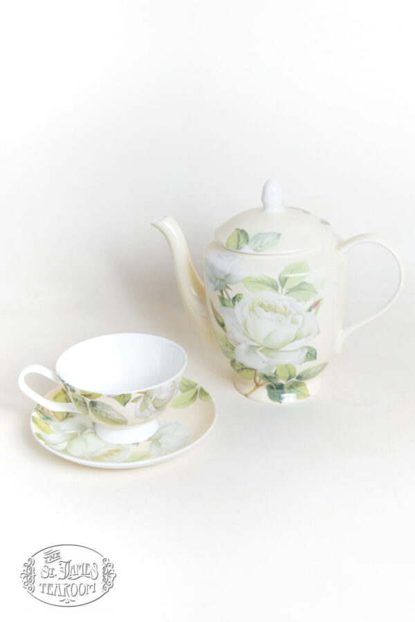 Online teashop gifts for tea lovers Iceberg Bone China Teapot, Teacup & Saucer