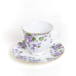 Violet tea cup and saucer