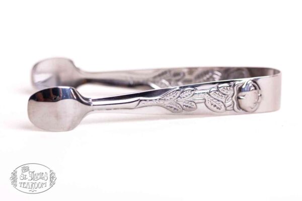 Delicate Rose Handle Sugar Tongs Silver