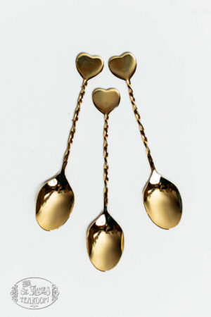 Online Teashop Gifts for tea Lovers Gold heart Delicate Demi Tea Spoon three
