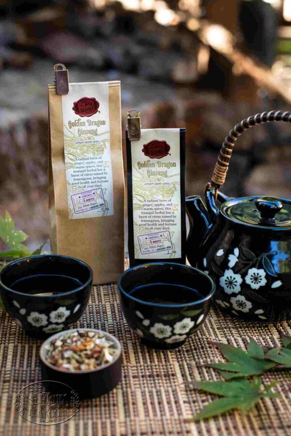 online tea shop loose leaf tea golden dragon ginseng herbal tea Asian theme with tea bags1