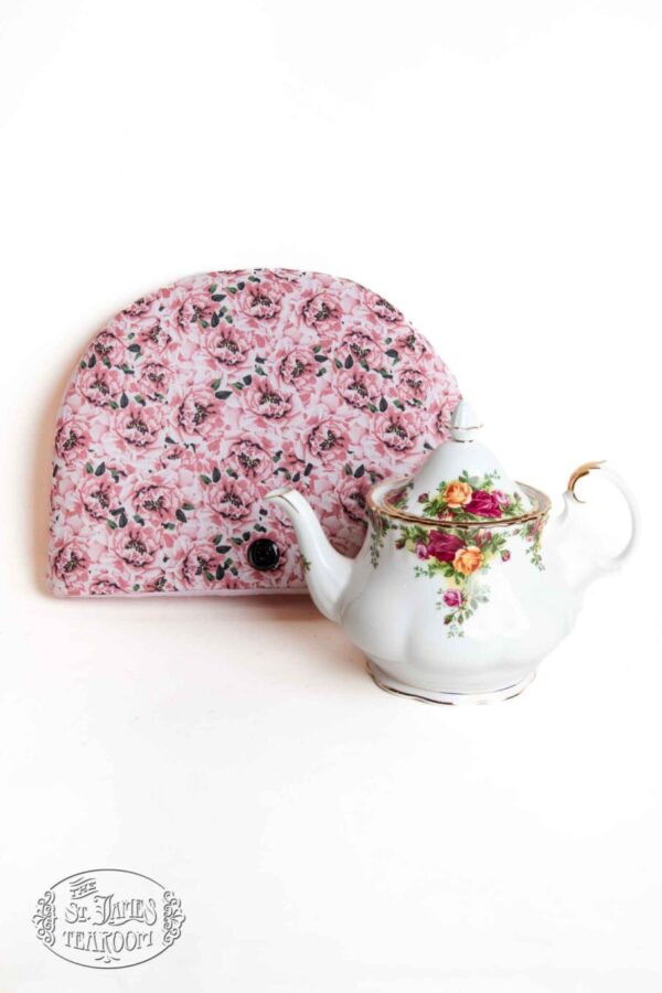 Online tea shop gifts for tea lovers tea cozy blush petals with tea pot