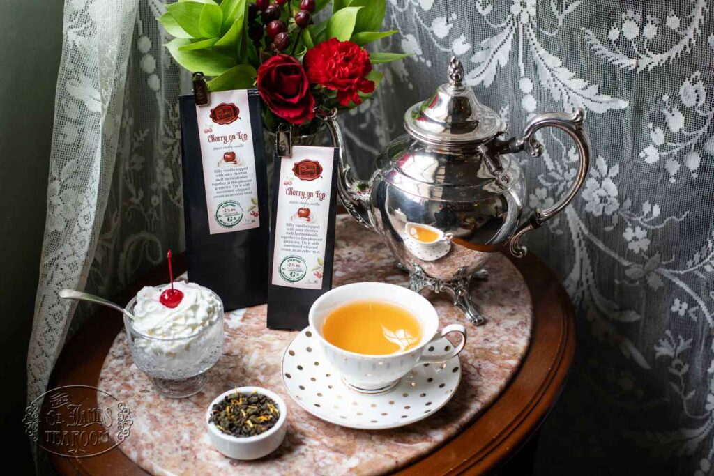 St James Online Tea Shop Loose Leaf Green Teas - Cherry on Top Seasonal Blend