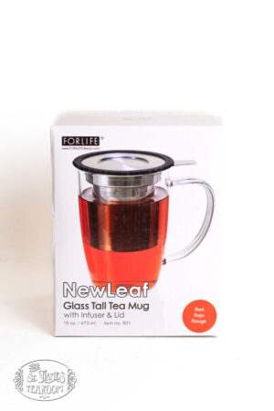 St james online tea shop gifts for tea lovers forlife neweaf glass tall tea mug with infuser lid red
