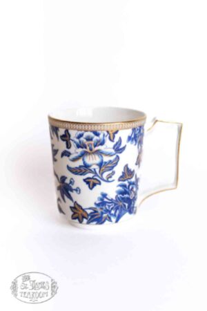 Online Tea Shop Gift for Tea Lovers Mug Gold and Blue Hibiscus