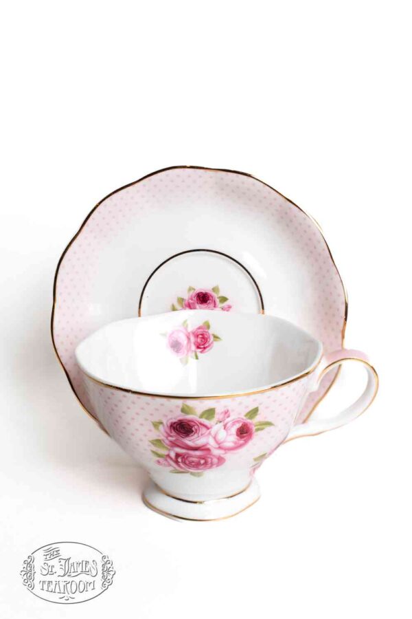 Online Tea Shop Gift for Tea Lovers-China Cup and Saucer Pink Dots