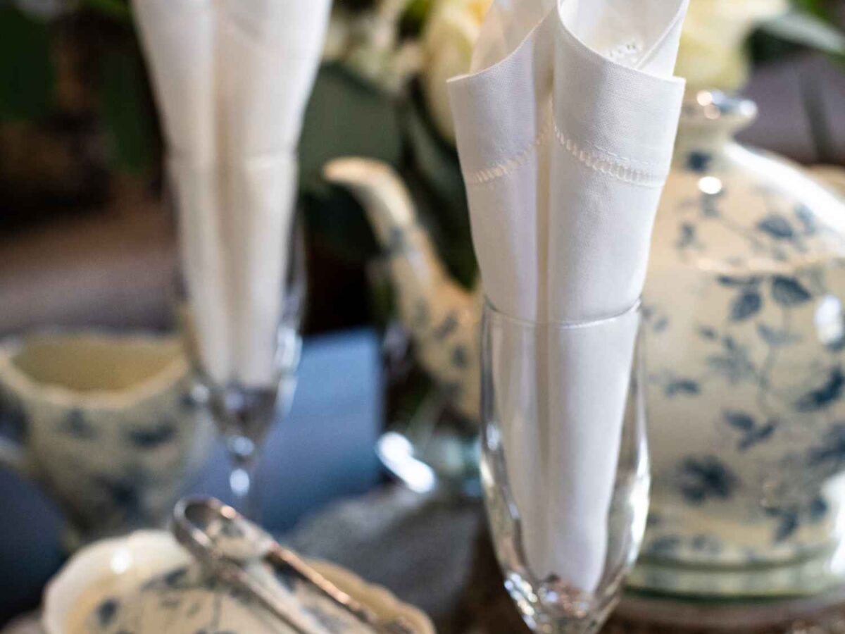 Classic Hemstitch Linen Tea Napkins - St. James SHOP