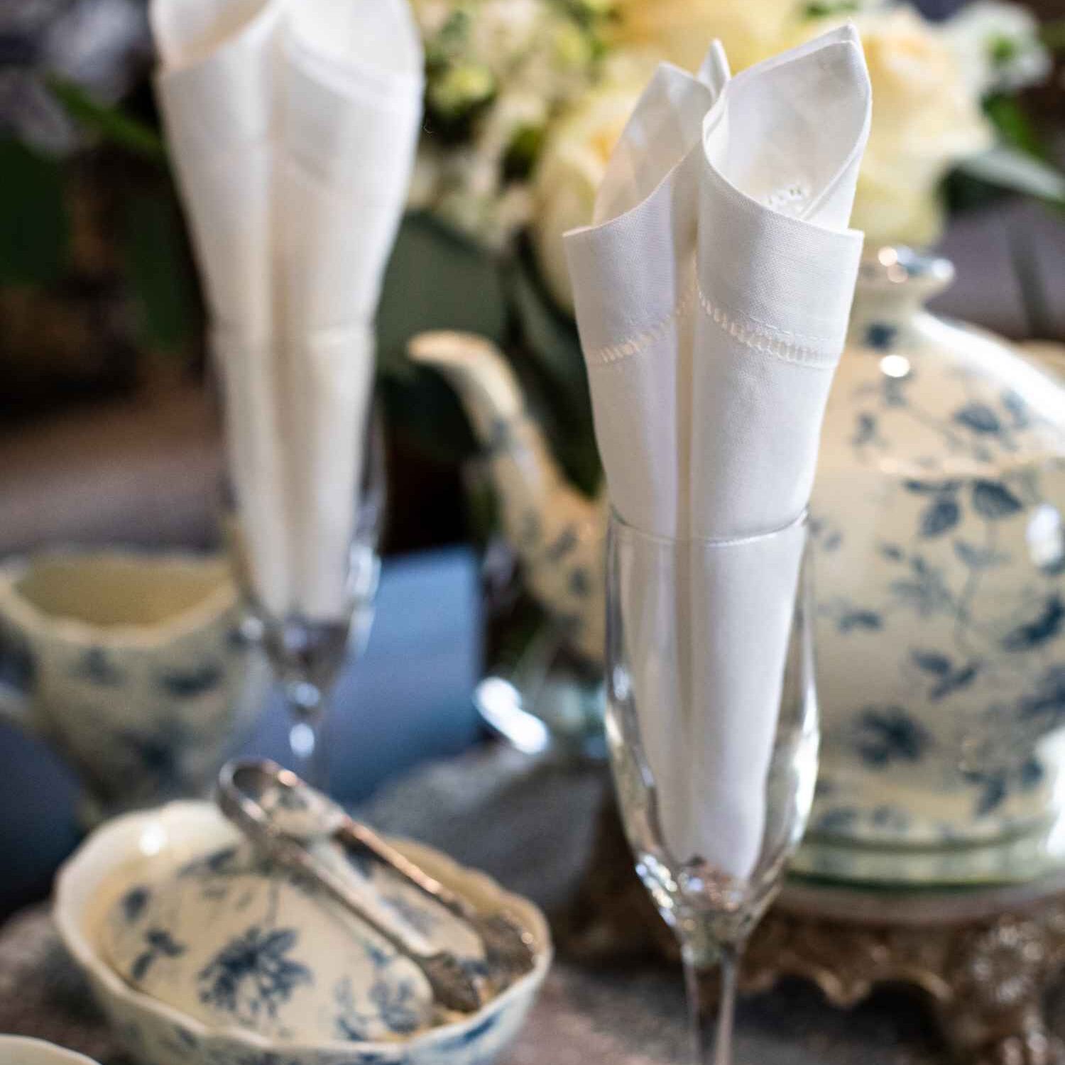 Classic Hemstitch Linen Tea Napkins - St. James SHOP