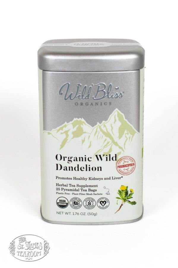 Organic Wild Raw Dandelion Root Tea - Pharmacopoeia Quality Caffeine Free Herbal Detox Support - 25 Plant Based Tea Bags