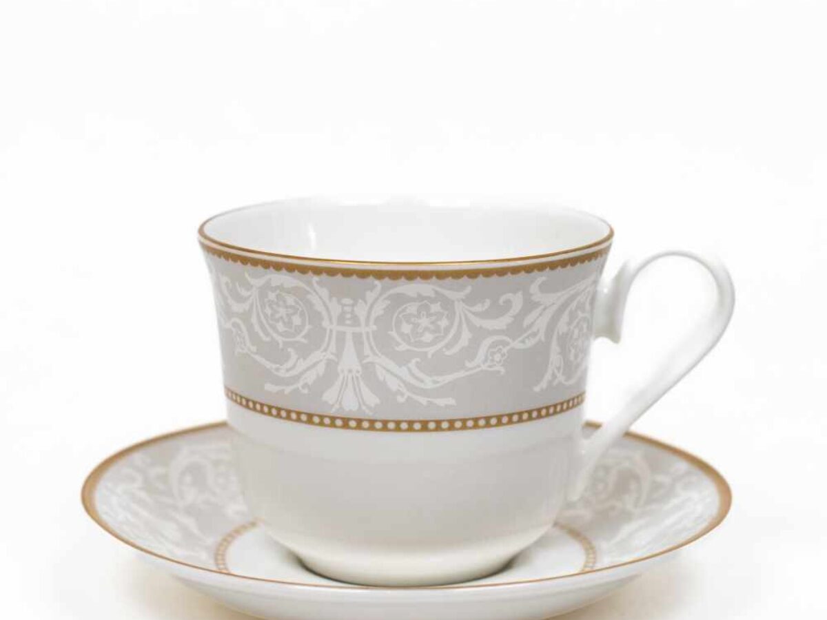 St. James Fine Bone China: Victorian Damask Teacup and Saucer - St