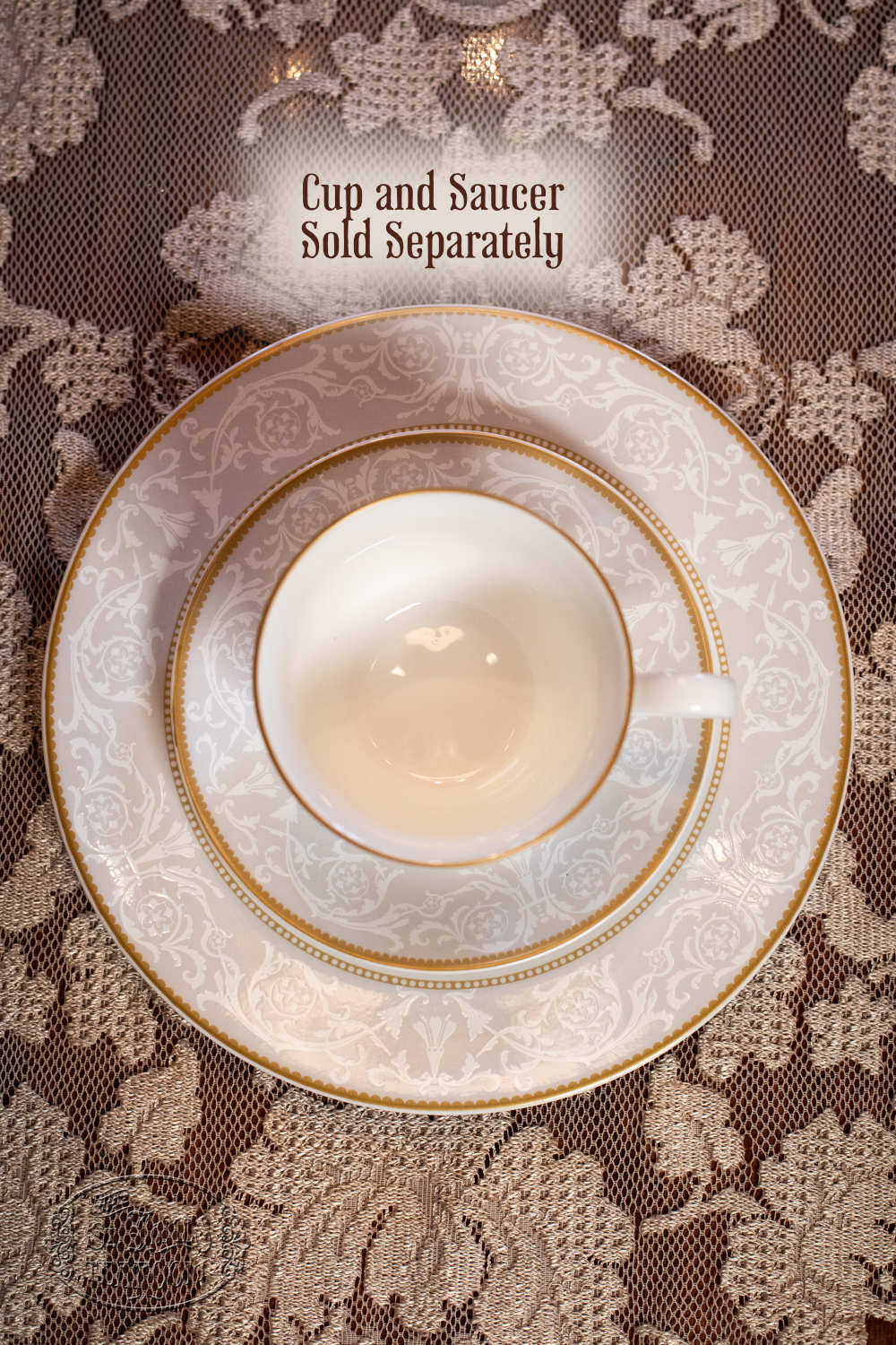St. James Tearoom Fine Bone China - Victorian Damask - Dessert Plate with Cup and Saucer Sold Separately