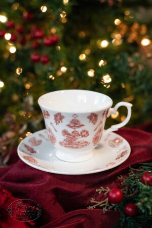 St James Tearoom Online Tea Shop - Afternoon Teatime Teacup and Saucer Red and White by the Tree