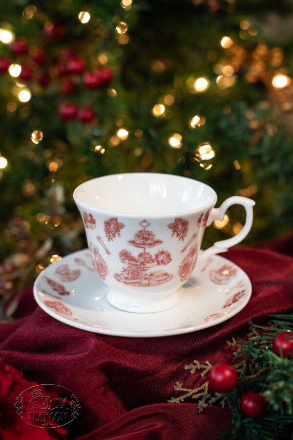 St James Tearoom Online Tea Shop - Afternoon Teatime Teacup and Saucer Red and White by the Tree